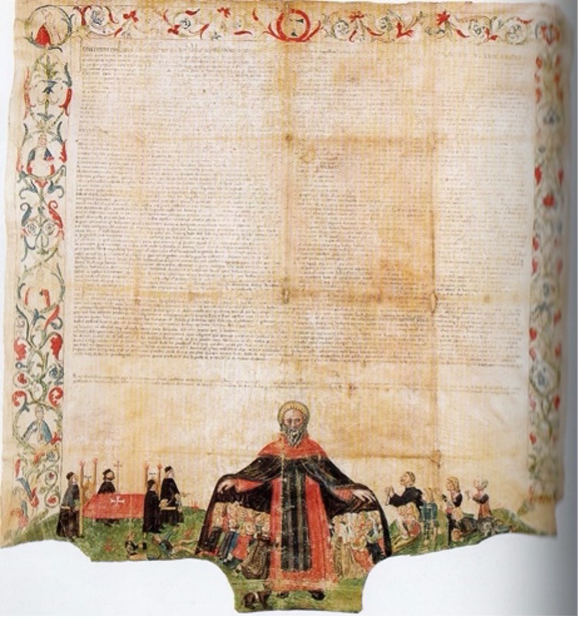 Indulgenze papali per l’ordine di Sant’Antonio pergamena fine sec. XV, Biblioteca Mai