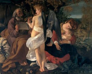 Caravaggio Riposo durante la fuga in Egitto, 1595 Roma Galleria Doria Pamphili