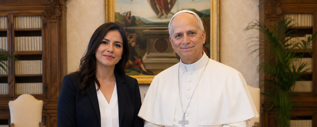 Maria Montserrat Alvaredo e papa Leone XIV