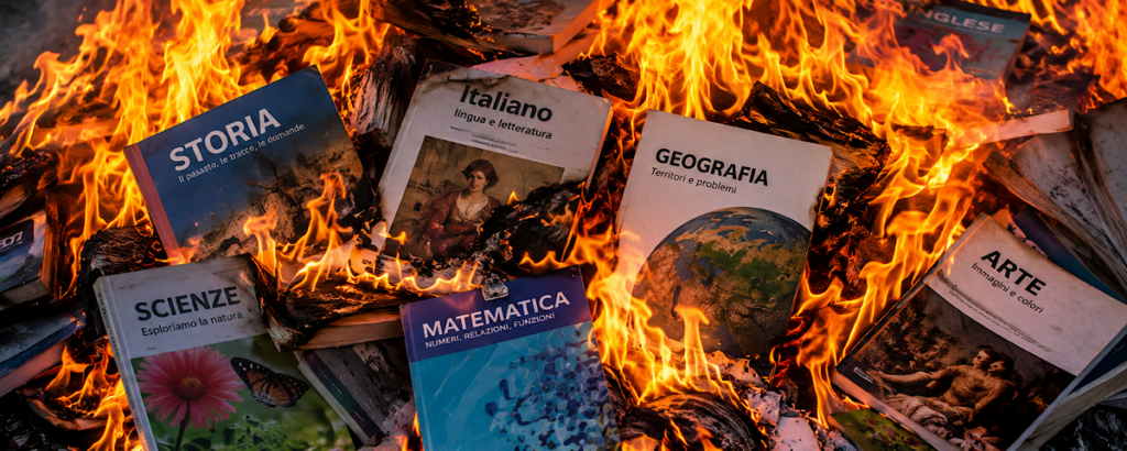 libri bruciati scuola